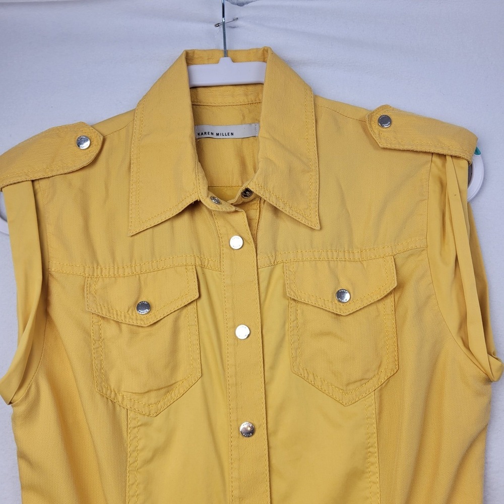 Karen Millen Yellow Sleeveless Shirt Midi Dress - Picture 7 of 16